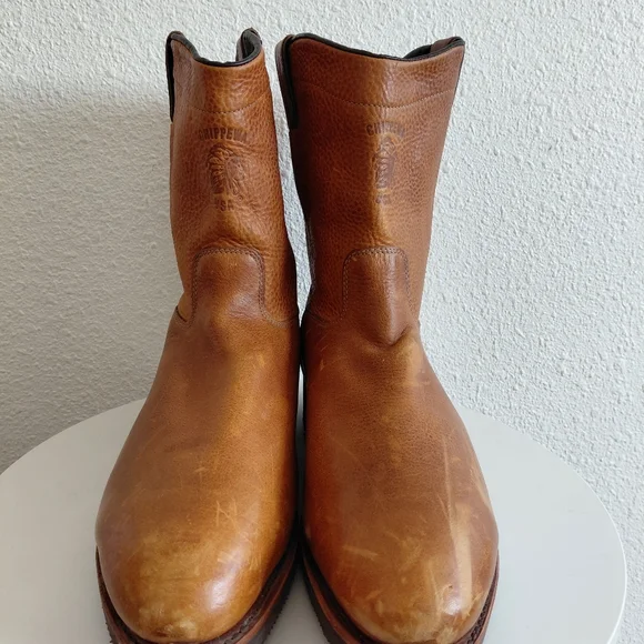 Chippewa Vintage Mens Honey Brown Pull on Leather Boots - Picture 3 of 16